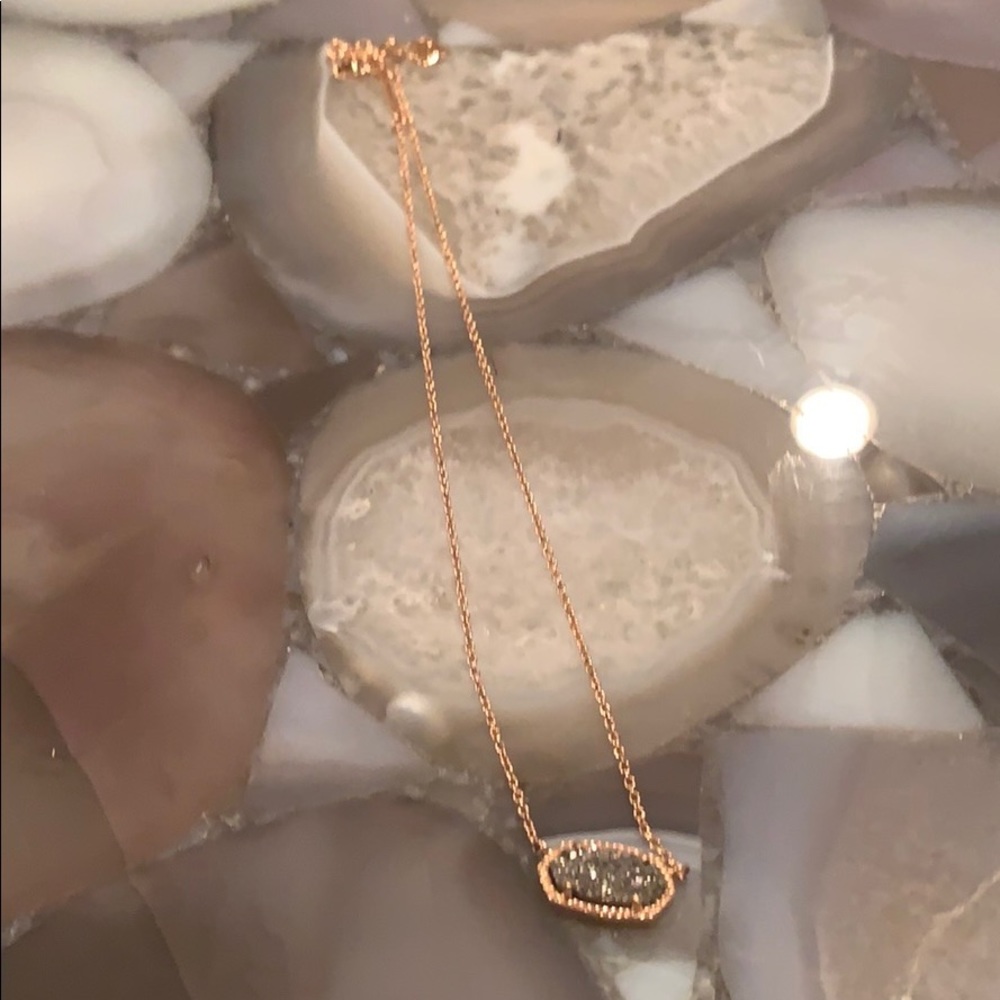 Rose gold Elisa necklace with platinum drusy